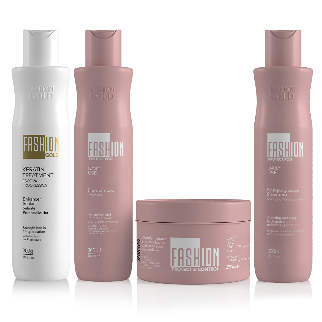 Kit Combo Fashion Gold BABY Sealant 300g/10.5fl.oz + PROTECT POO - Pre-Shampoo 300ml/10,1fl oz